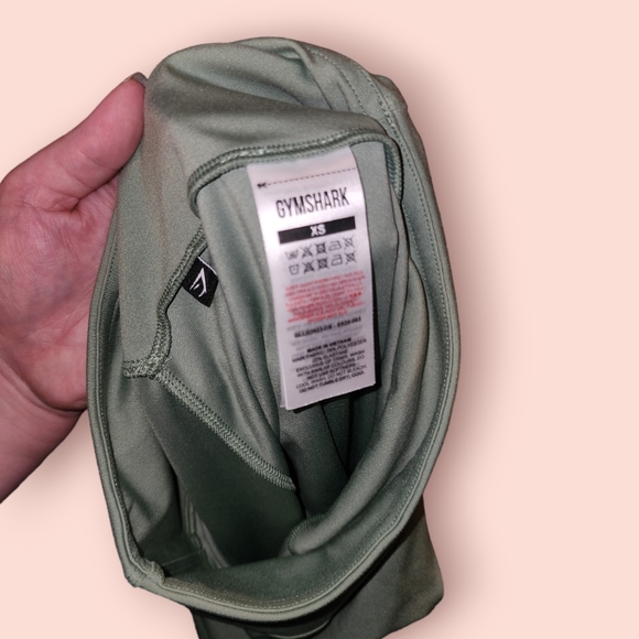 Gymshark Logo Waistband Leggings Sage/Olive Green High Rise Activewear Workout - Picture 3 of 3